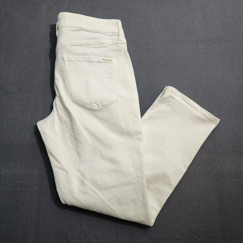 WHBM Jeans Women 6 White High Rise Straight Leg Cargo